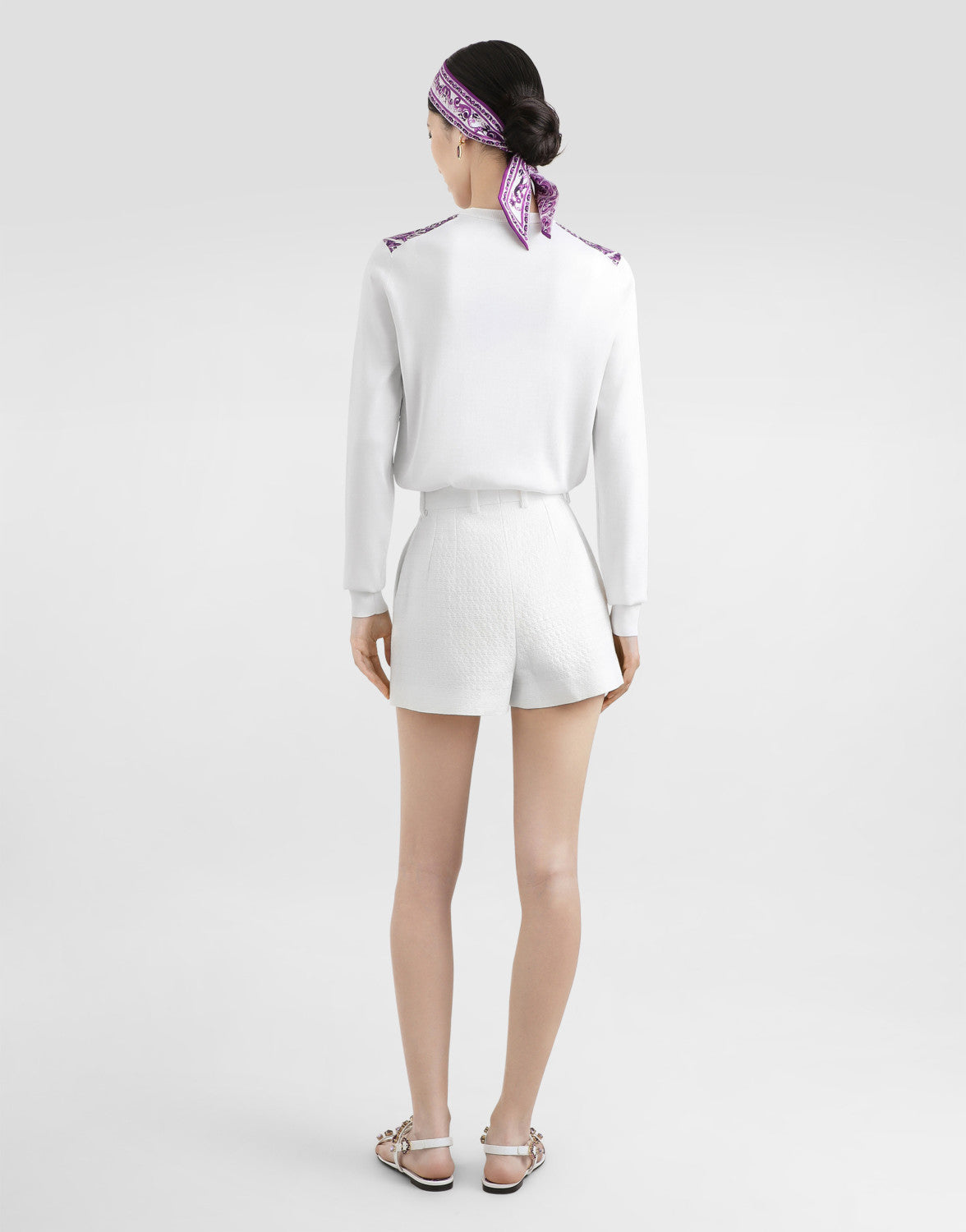 Majolica Printed Silk knitted Cardigan Women's Spring Summer Purple Fashion Elegant Single Breasted Sweater Ngvp #2427