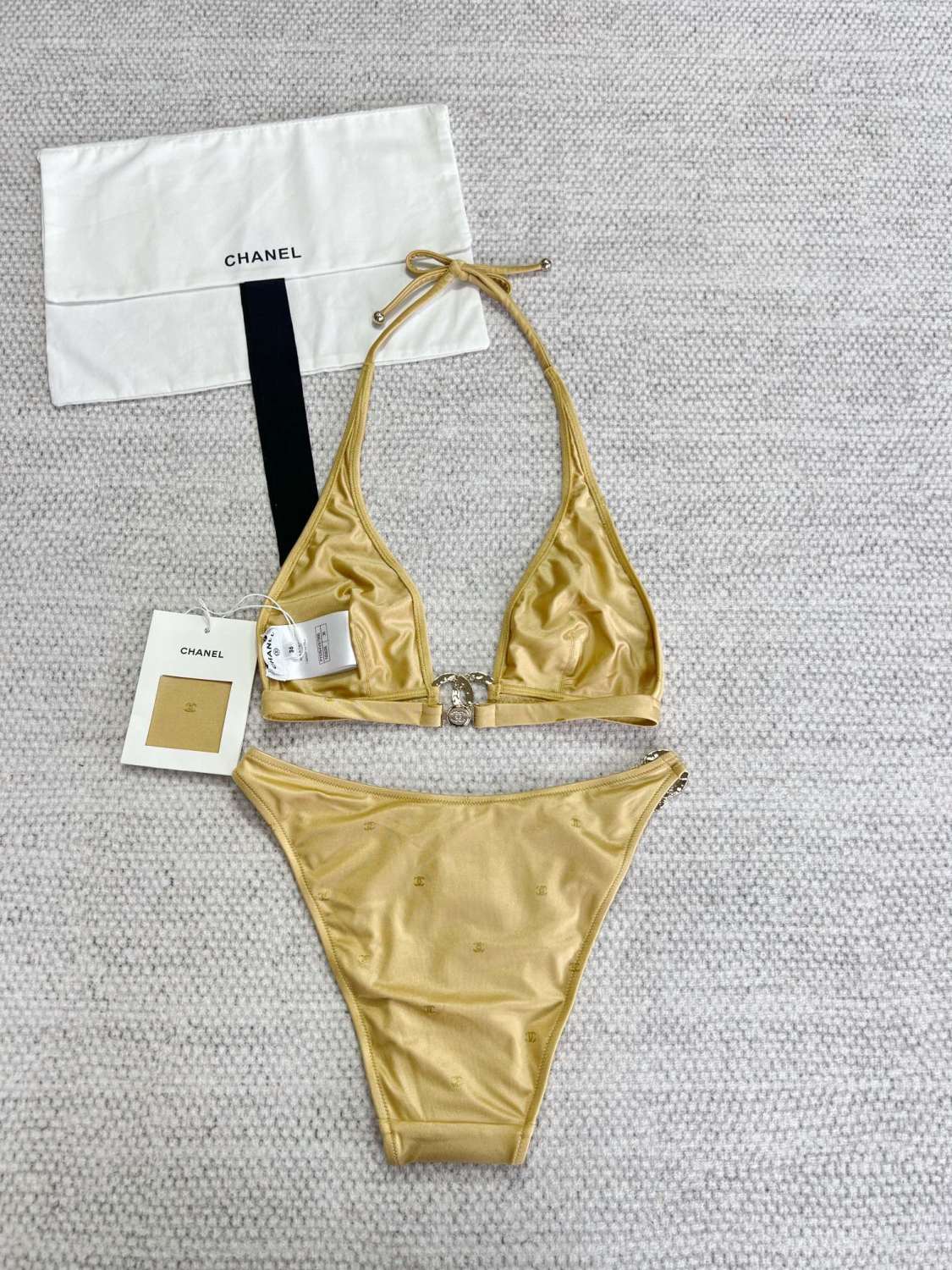 Women's Summer Solid Color Monogrammed Bikini Swimsuit Swim Trunks Set Suit #72534