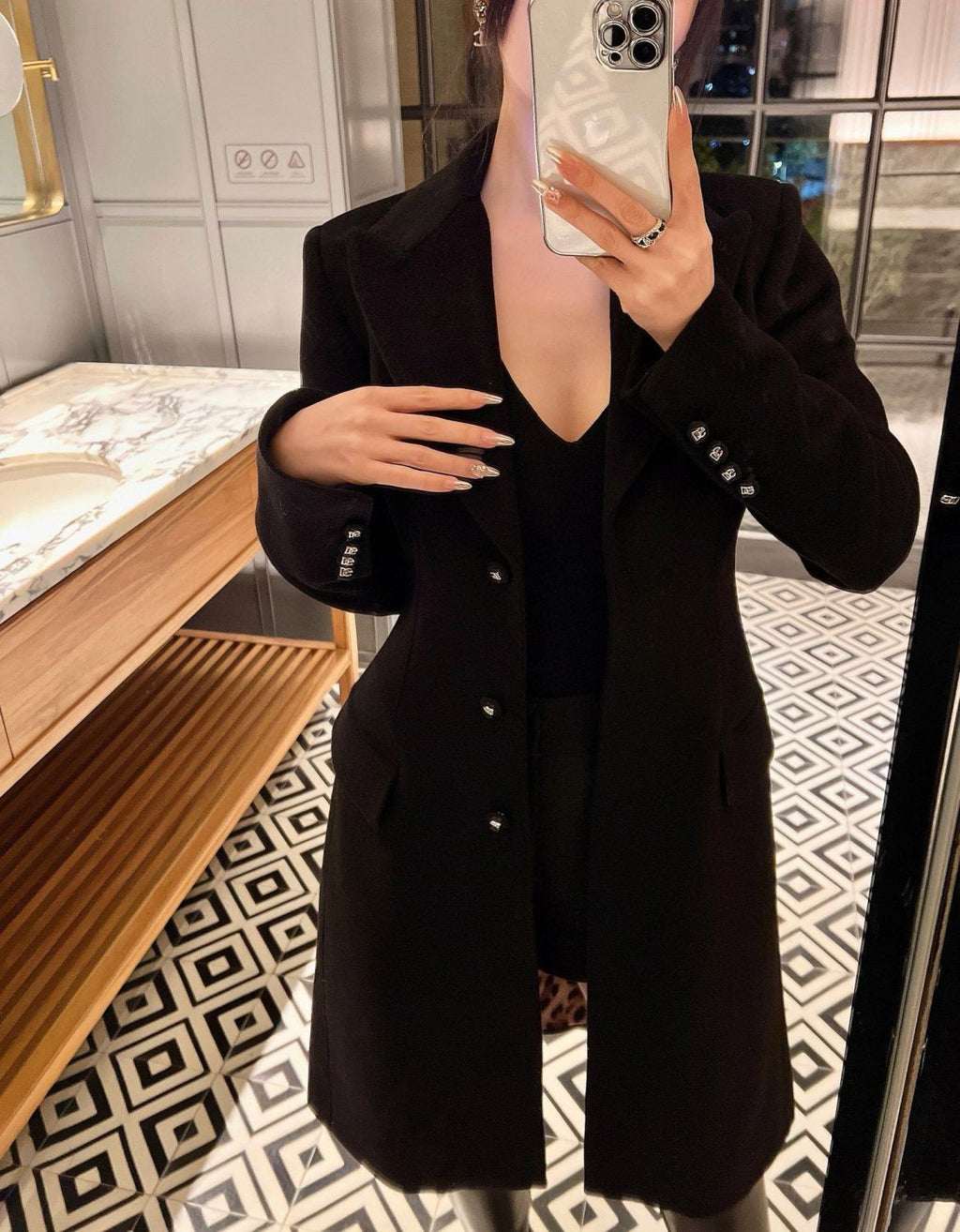 Women's Autumn And Winter Solid Color Wool Single Breasted Medium Length Long Sleeve Coat Ngvp #8955
