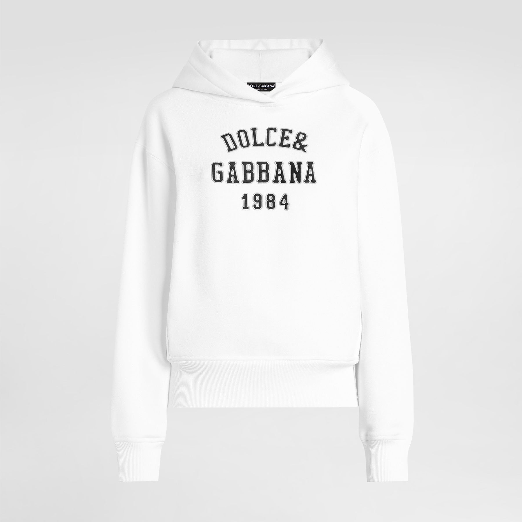 Women's Early Spring Embroidered Cotton Hooded Sweatshirt In Off-white With Letter Logo #193300