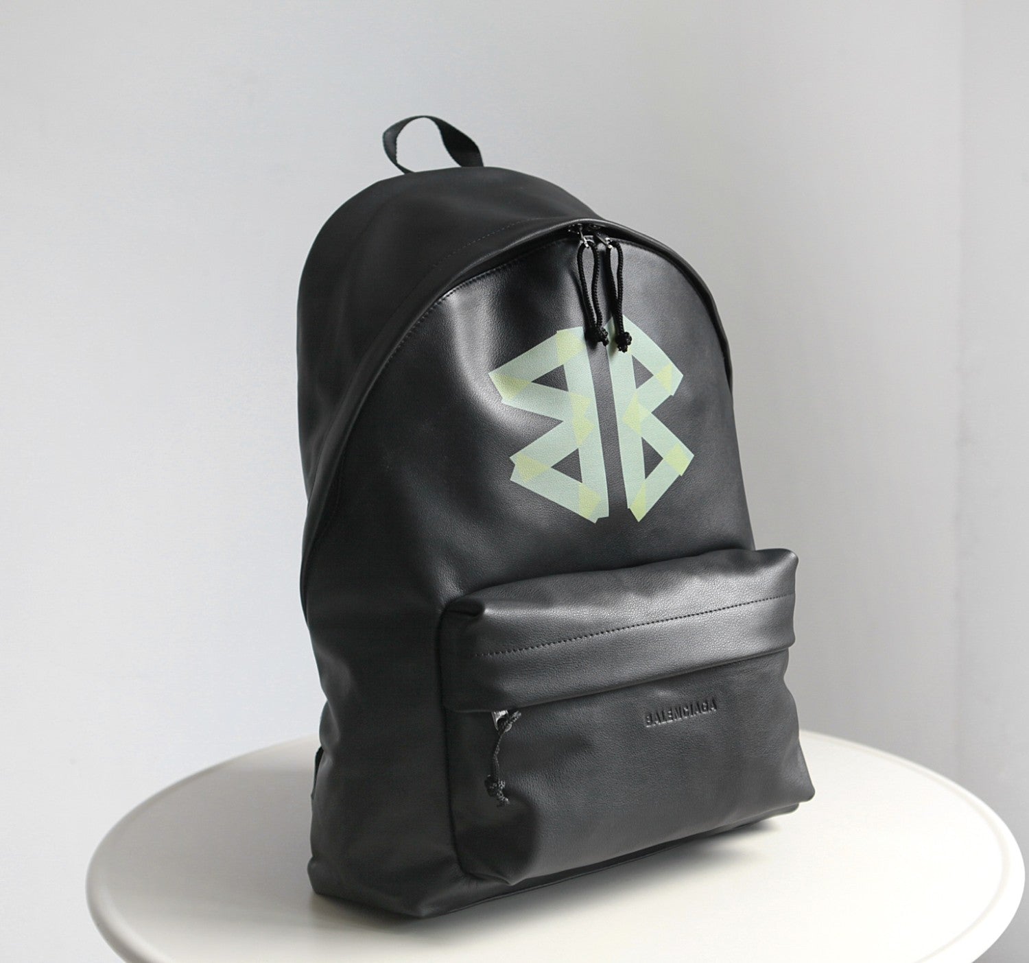 Explorer Men's Letter Print Black Grained Cowhide Leather Backpack Bag Bags #77713