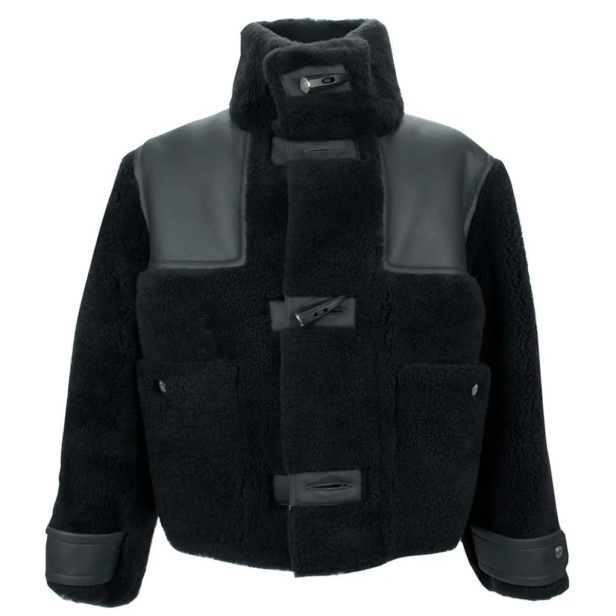 2025 FallWinter Men's High-Neck Vintage Merino Fur Shearling Jacket #83125A