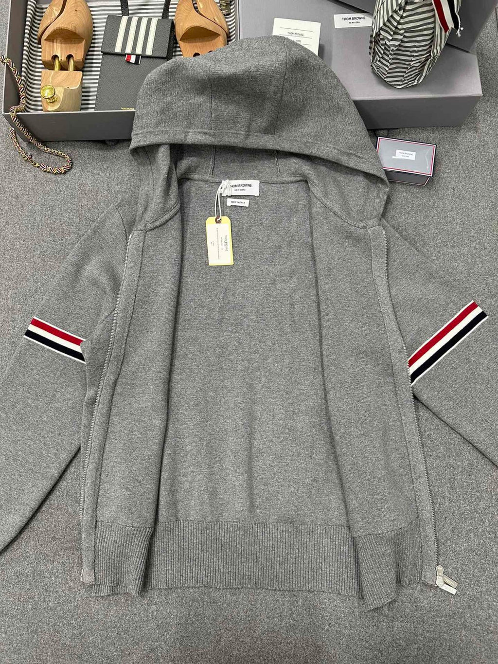 TB  Men's Spring & Autumn Cotton Armband Embellished Solid Color Zipper Fitted Hooded Cardigan Jacket Ngvp #1943