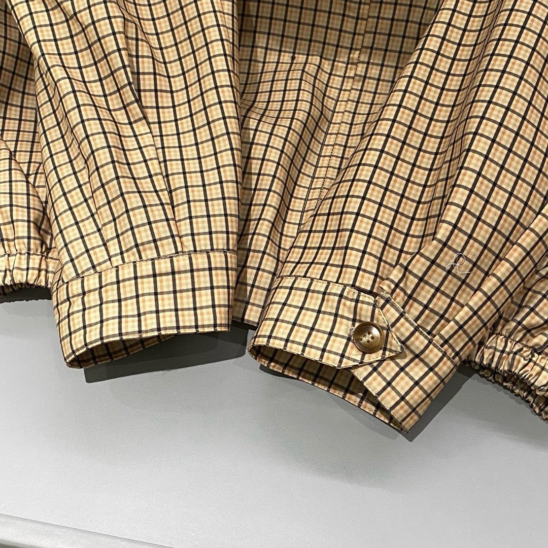 Women's Spring and Autumn Plaid Letter Embroidery Logo Zipper Standing Collar Long Sleeve Jacket #72311