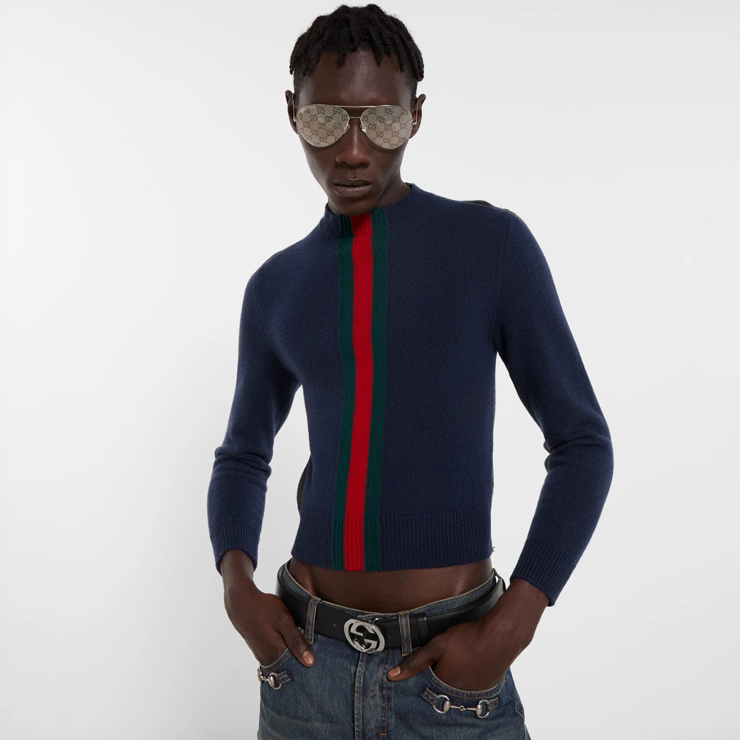 Men's Spring/Summer 2026 La Famiglia Collection Standard Edition Pesantone Style Decorative Ribbed Fine-Knit Wool Sweater #194499