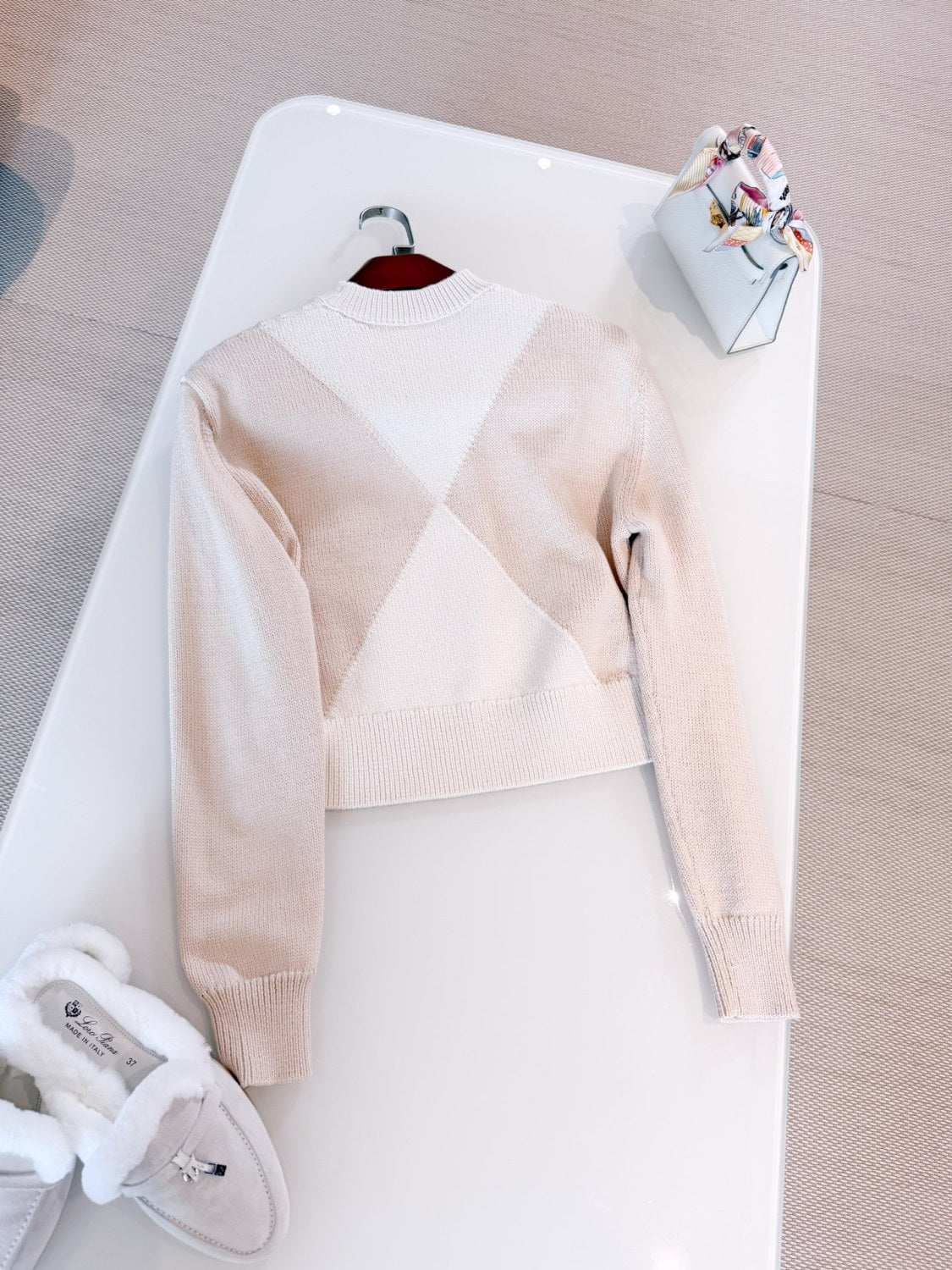Women's Badge Embroidered Spring. Autumn. And Winter Color-Blocked Round Neck Knitted Cotton Long Sleeve Sweater Ngvp #2134