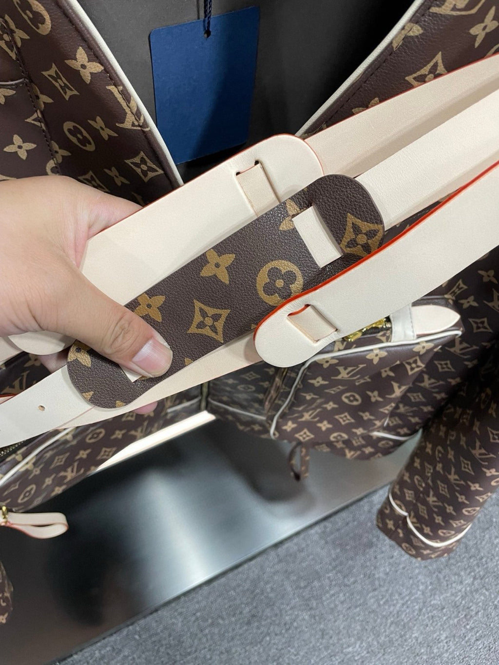 2025 FallWinter Men's Classic Monogram Tactical Leather Jacket with Three Detachable Straps #83127A