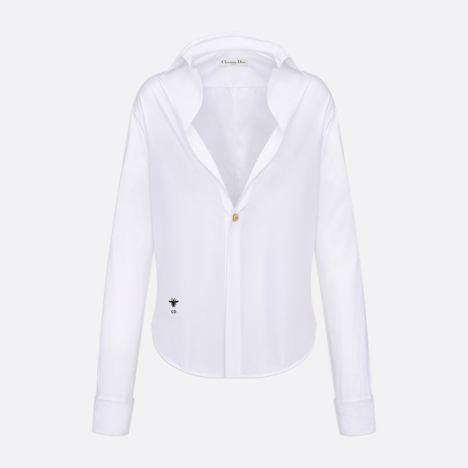 Women's Spring and Autumn Solid Color Logo Embroidery V-Neck Long Sleeve Shirt #73795