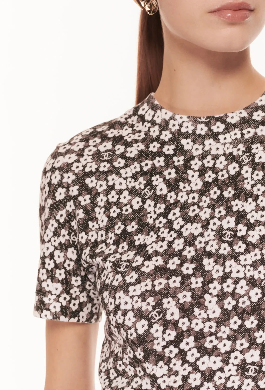 Women's Summer Floral Print Round Neck Short Sleeve Cotton Pullover T-Shirt Ngvp #9451