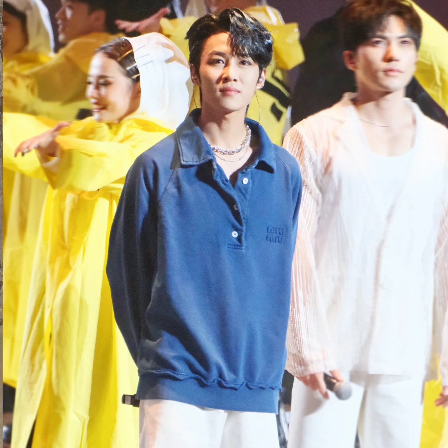 MiuMen's Women's Spring and Autumn Blue Washed Vintage Vandalism Sweatshirt Embroidered Logo Lapel Long Sleeve T-Shirt Sweatshirt Pullover Hoodie #71486