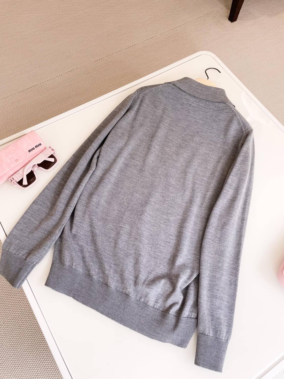 Women's Spring/Summer Solid Color Logo Letter Printed Polo Neck Pullover Long Sleeve T-Shirt #73822