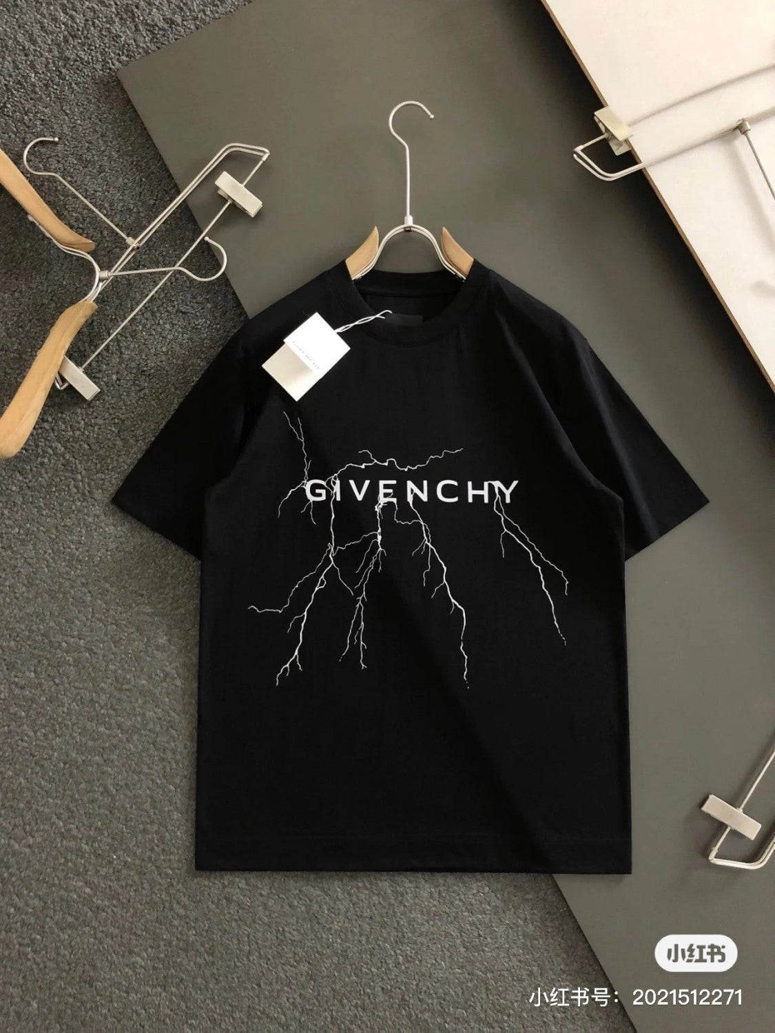 Men's Summer Lightning Graphic Printed Solid Colour Round Neck Cotton Short Sleeve T-Shirt #97883