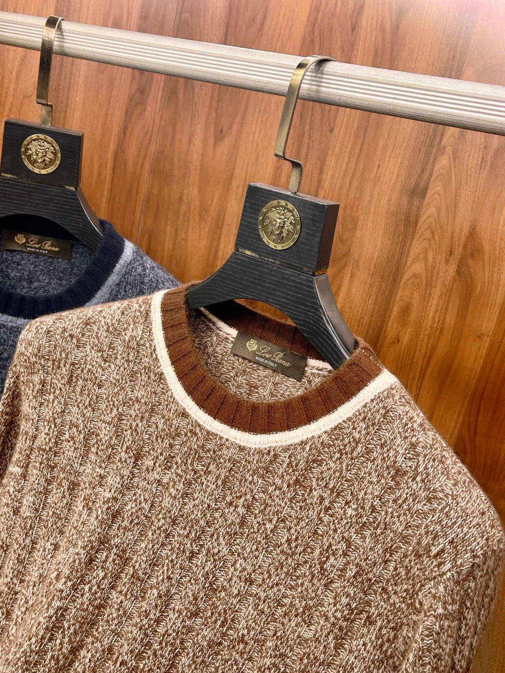 LP Men's Spring & Autumn Fashion Stripe Color Blocking Long Sleeve Knit Sweater Fit Cashmere Crew Neck Sweater Ngvp #9475