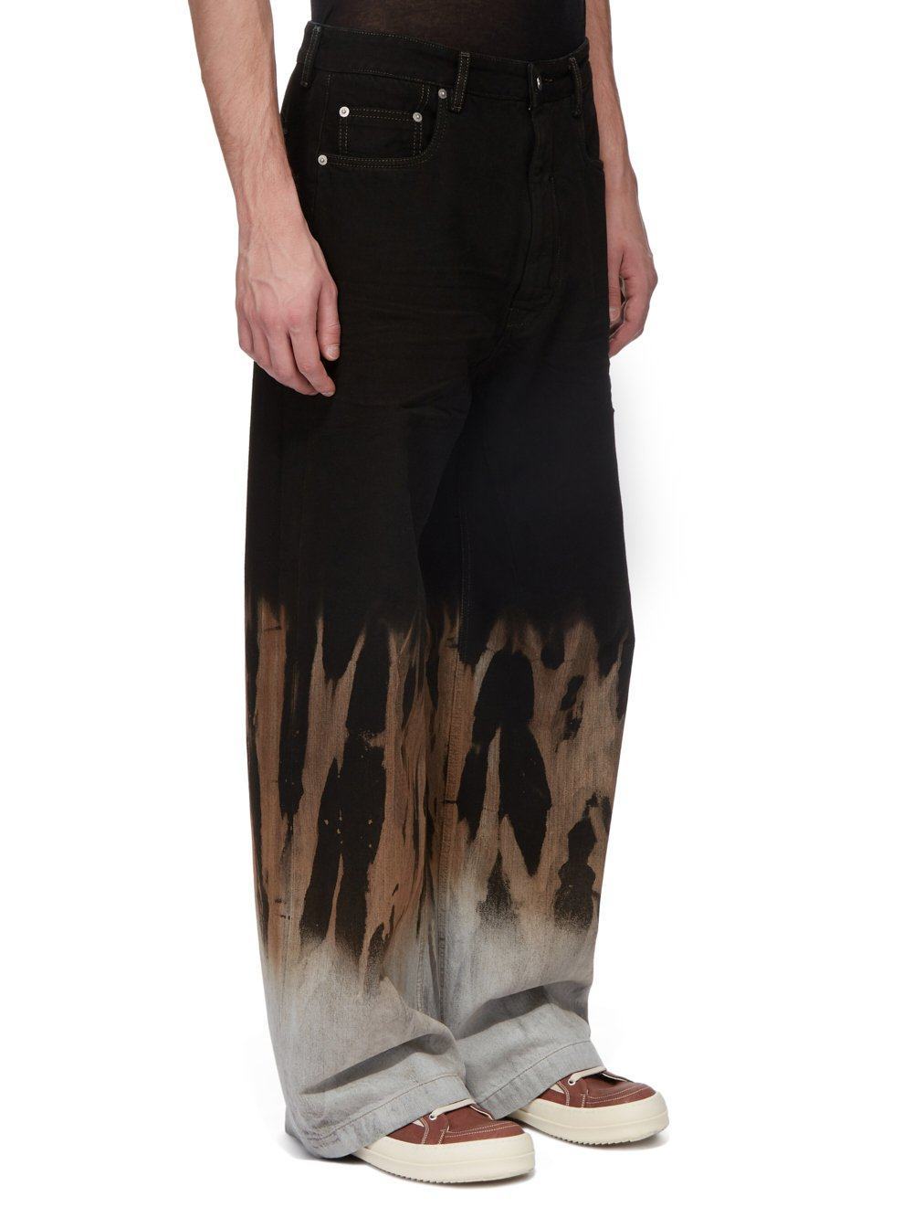 Men's Spring/Summer Flame-Dyed Jeans Dark Style Outfit Lace-Up Tie-Dye Workwear Pants Slightly Flared Bell-Bottom Trousers #194456