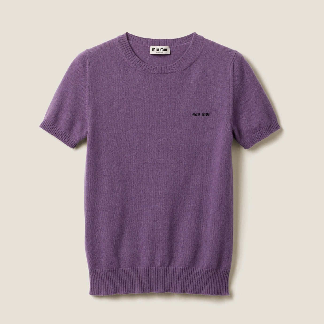 Women's Summer Solid Color Logo Applique Cashmere Short Sleeve Knit T-Shirt Long Sleeve Single Breasted Knit Shirt #73397