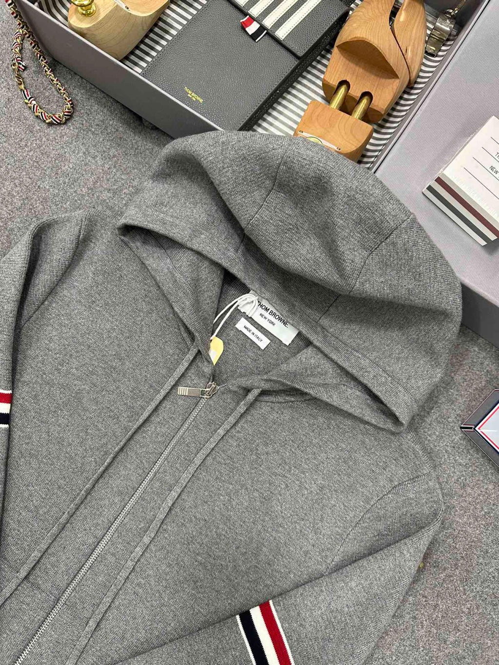 TB  Men's Spring & Autumn Cotton Armband Embellished Solid Color Zipper Fitted Hooded Cardigan Jacket Ngvp #1943