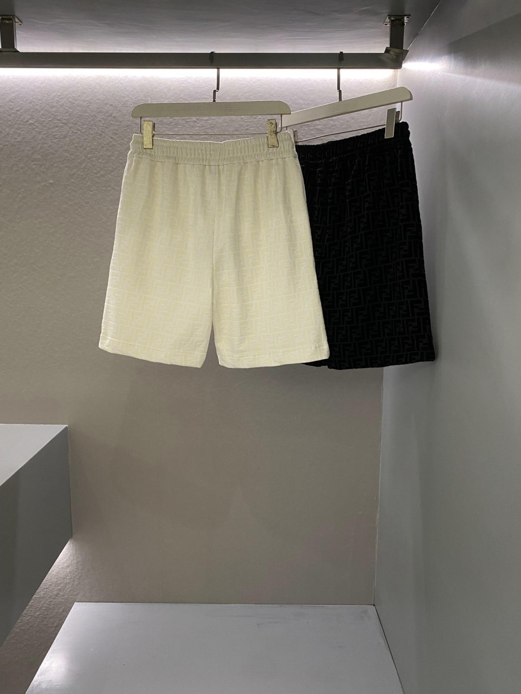 Men's Spring/Summer FF Full Print Cotton Solid Color Lace Up Loose Bermuda Shorts #72325