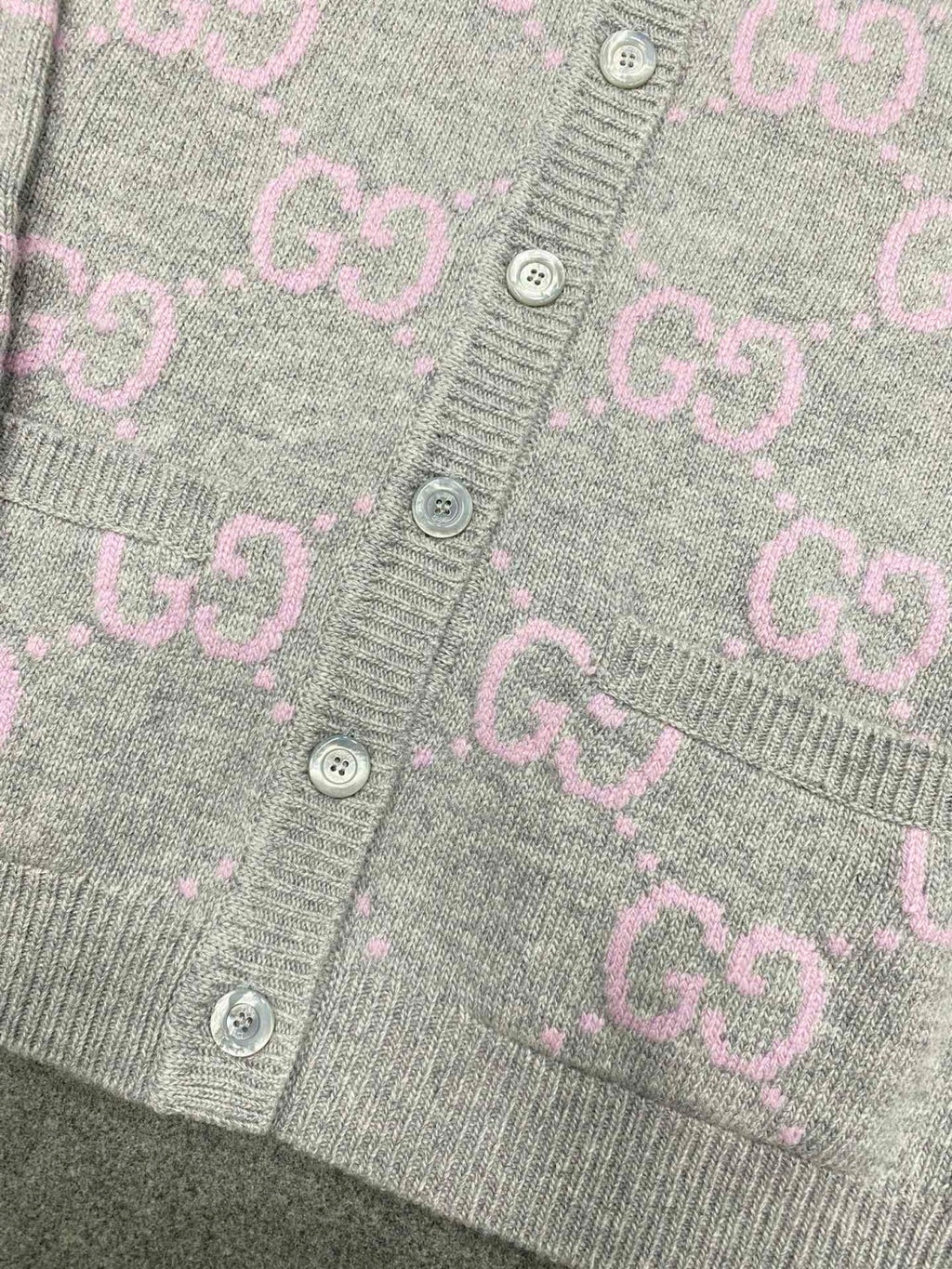 Women's Fall And Winter Double G Knit Round Neck Single Breasted Long Sleeved Jacket Sweater #73276