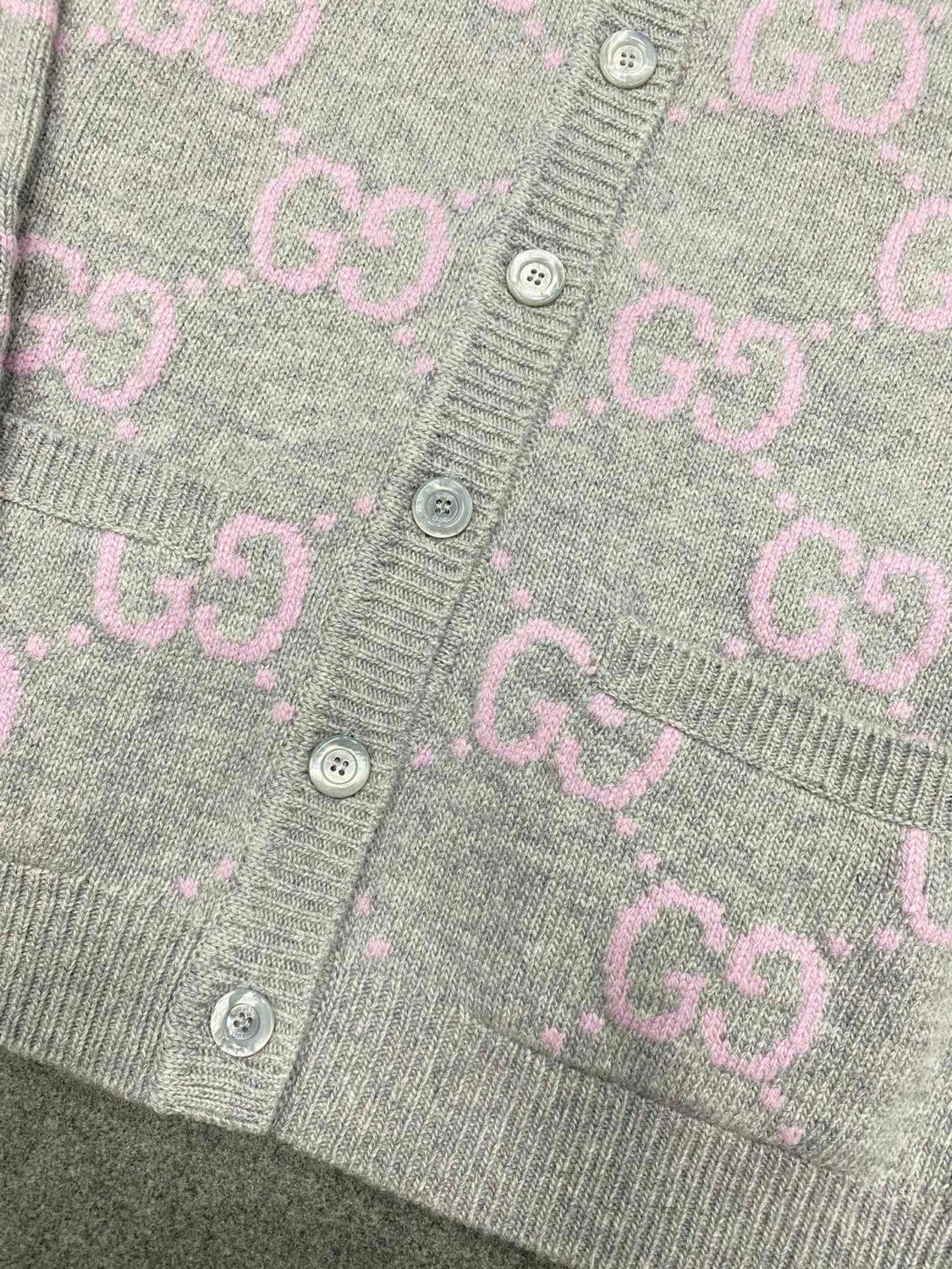 Women's Fall And Winter Double G Knit Round Neck Single Breasted Long Sleeved Jacket Sweater #73276