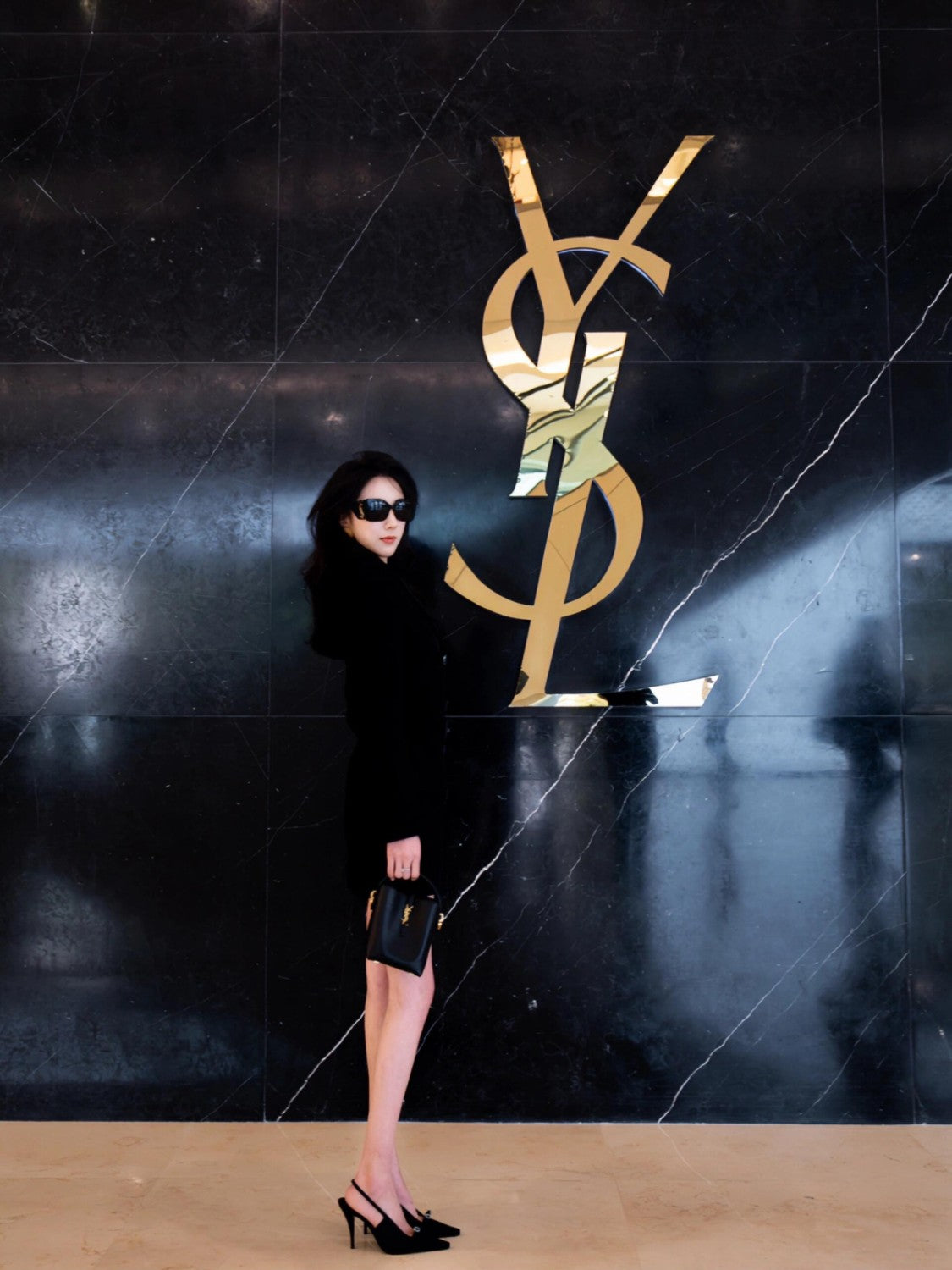 Women's Spring. Autumn And Winter Double-Breasted Belt Solid Color Wool Short Black Dress Long-Sleeved Straight Coat Ngvp #9399