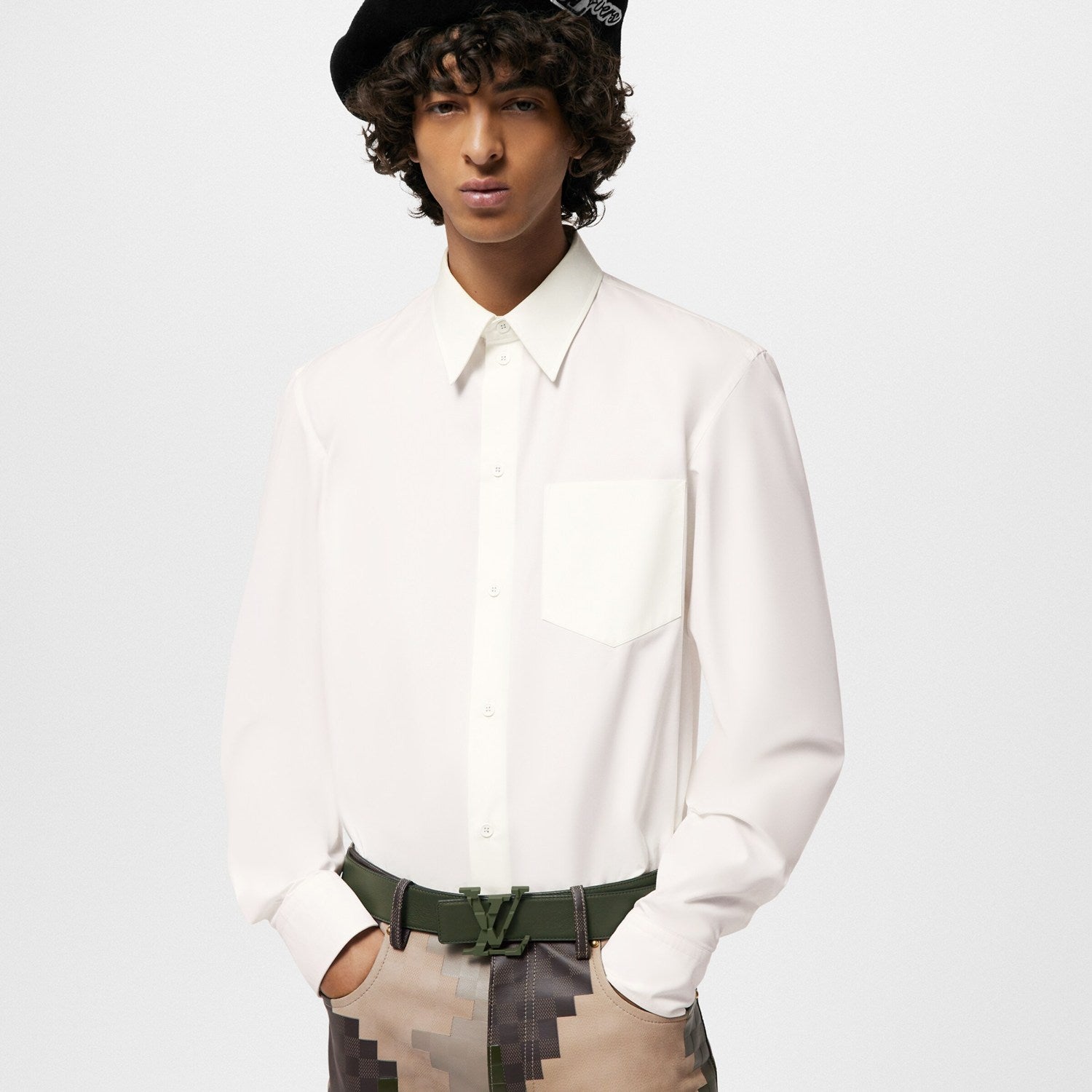 Mega Pixel Men's Four Seasons Fashion Camo Cowhide Belt Logo Luxury Double Sided Belt Width 4cm Accessories #71221