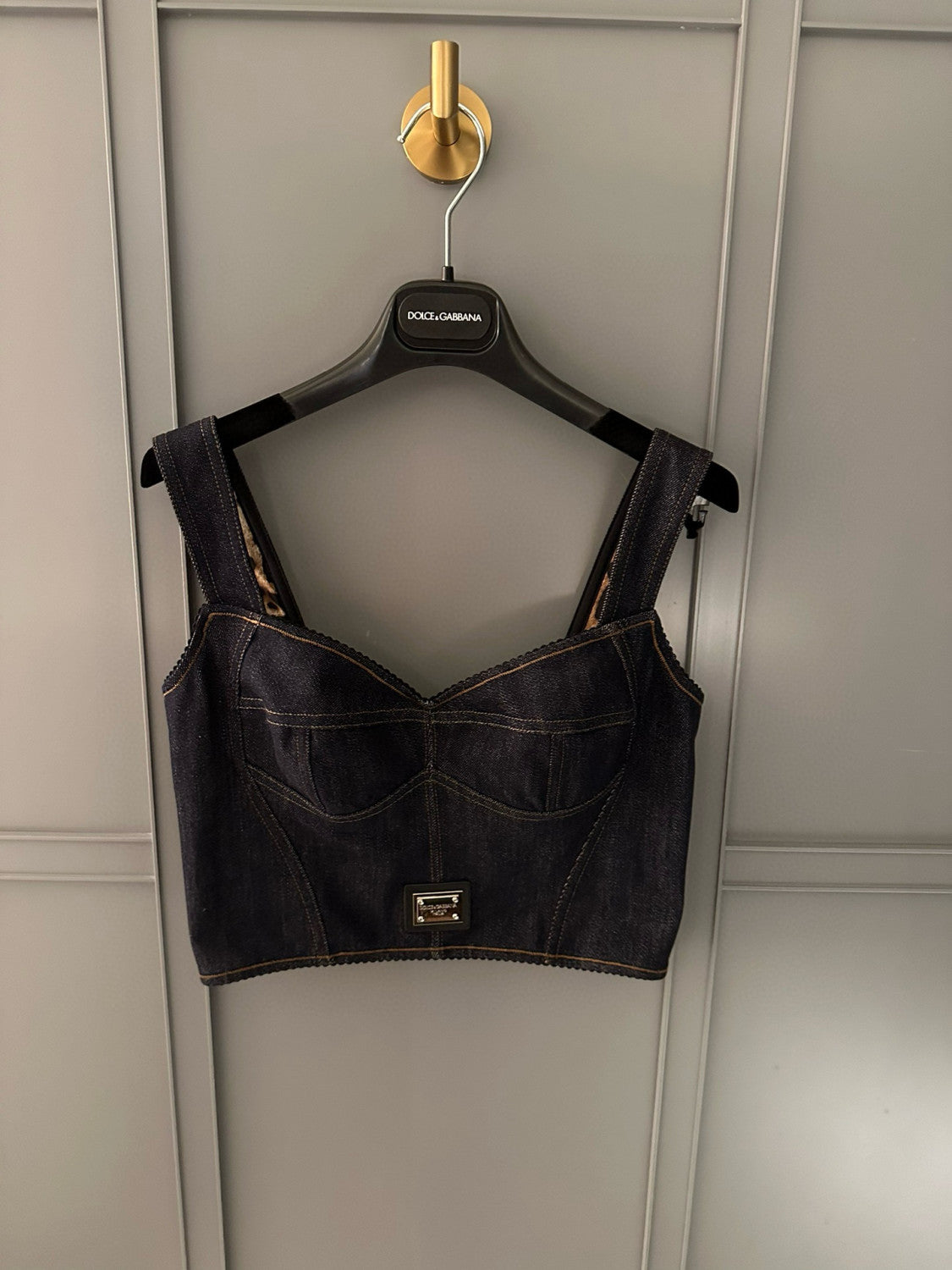 Women's Solid Colour Vest Washed Denim Bra Style Suspender Jacket Lined Leopard Printed #76862