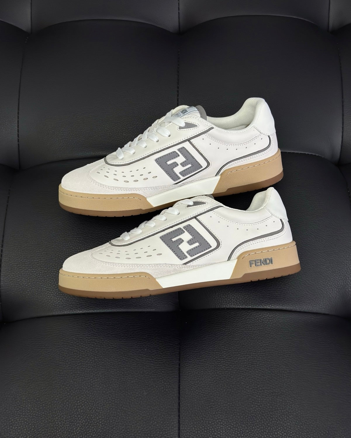 FF Match Leather Suede Low Top Shoes Women's Men's Spring Summer Round Toe Lace Up Colorblocking Fashion Casual Retro Shoes #81414