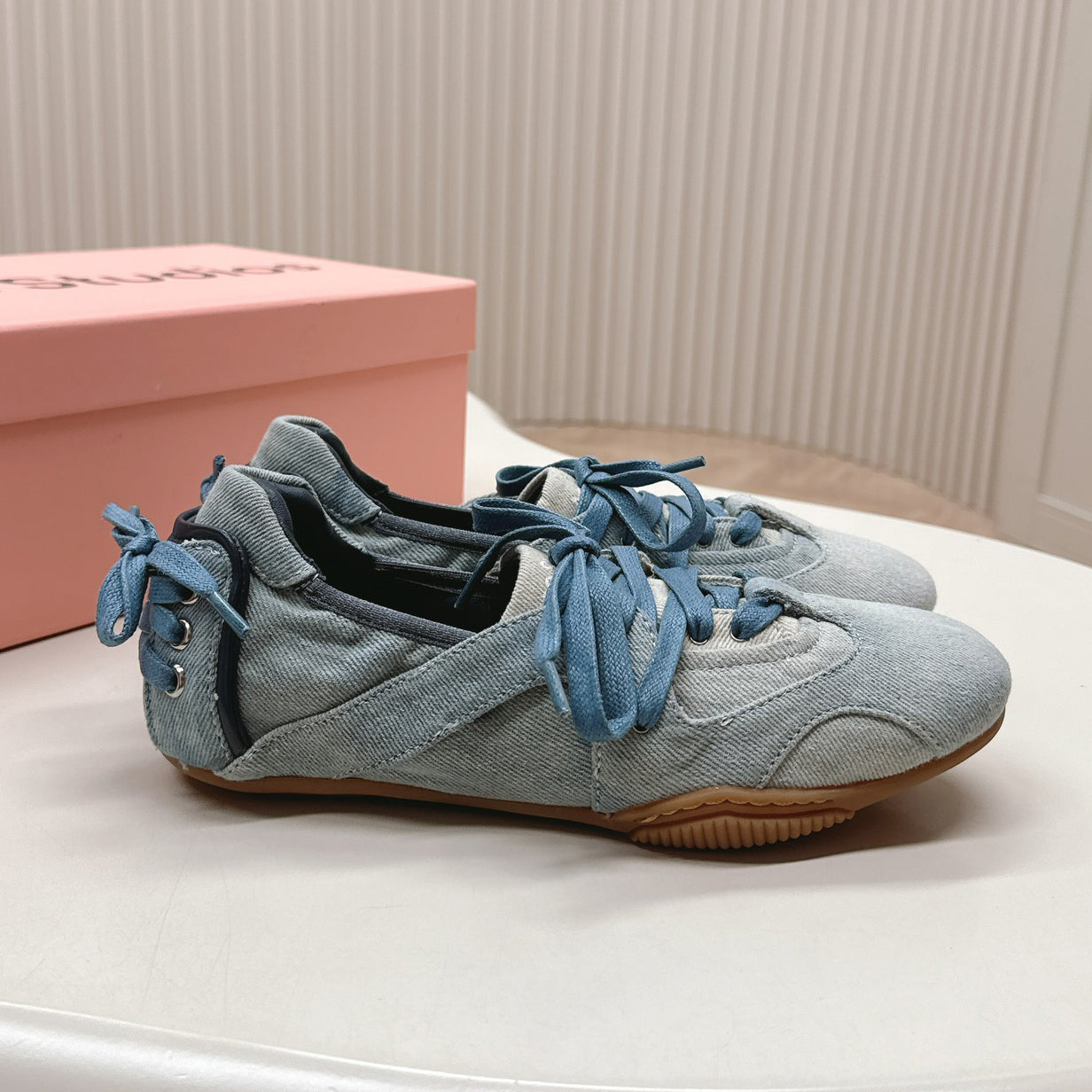 Acne Studios Women's Solid Color Leather Casual Lace-Up Ballet Shoes #73859