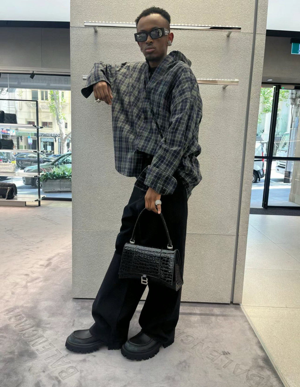 Men's Spring And Fall Color Blocking Plaid Single Breasted Cotton Long Sleeved Shirt #98918