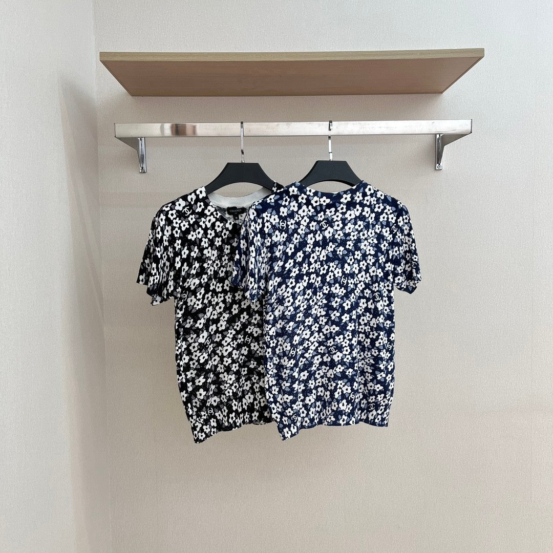 Women's Summer Floral Pattern Printed Round Neck Short Sleeve T-Shirt #736578