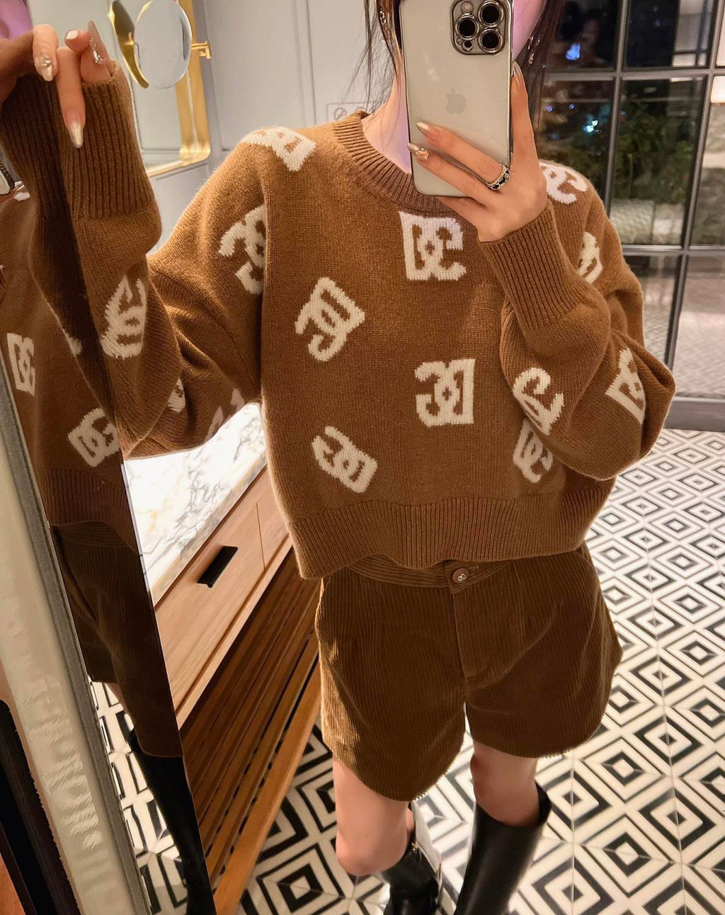 Women's Spring and Autumn Khaki Wool Crew Neck Sweater Pullover #72659