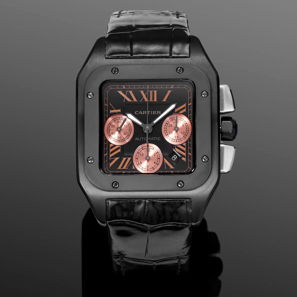 Santos Men's Automatic Mechanical Movement Roman Scale Date Display Chronograph 100M Water Resistant Mechanical Watch #72997