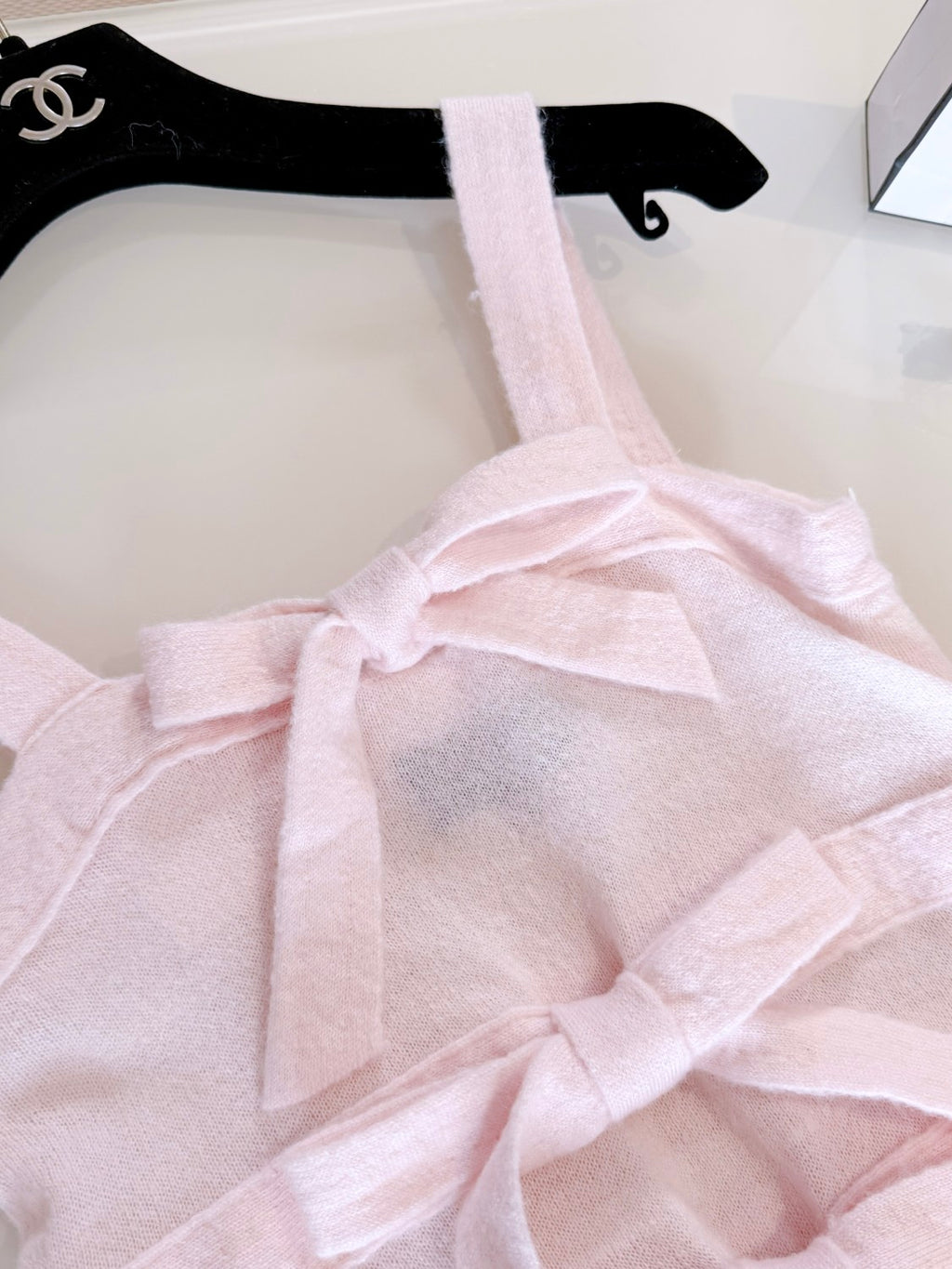 25K Solid Color Pleated Knitted Design Suspender Long Dress Mohair And Silk Light Pink #332234