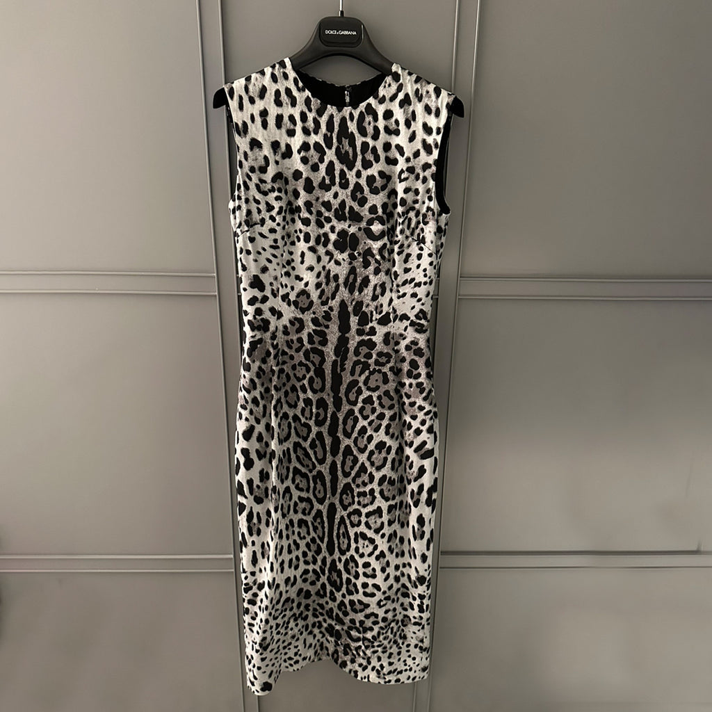 Women's Spring And Summer Leopard Print Mid-length Straight Dress Sleeveless Round Neck Temperament Elegant Long Dresses  Ngvp #9864