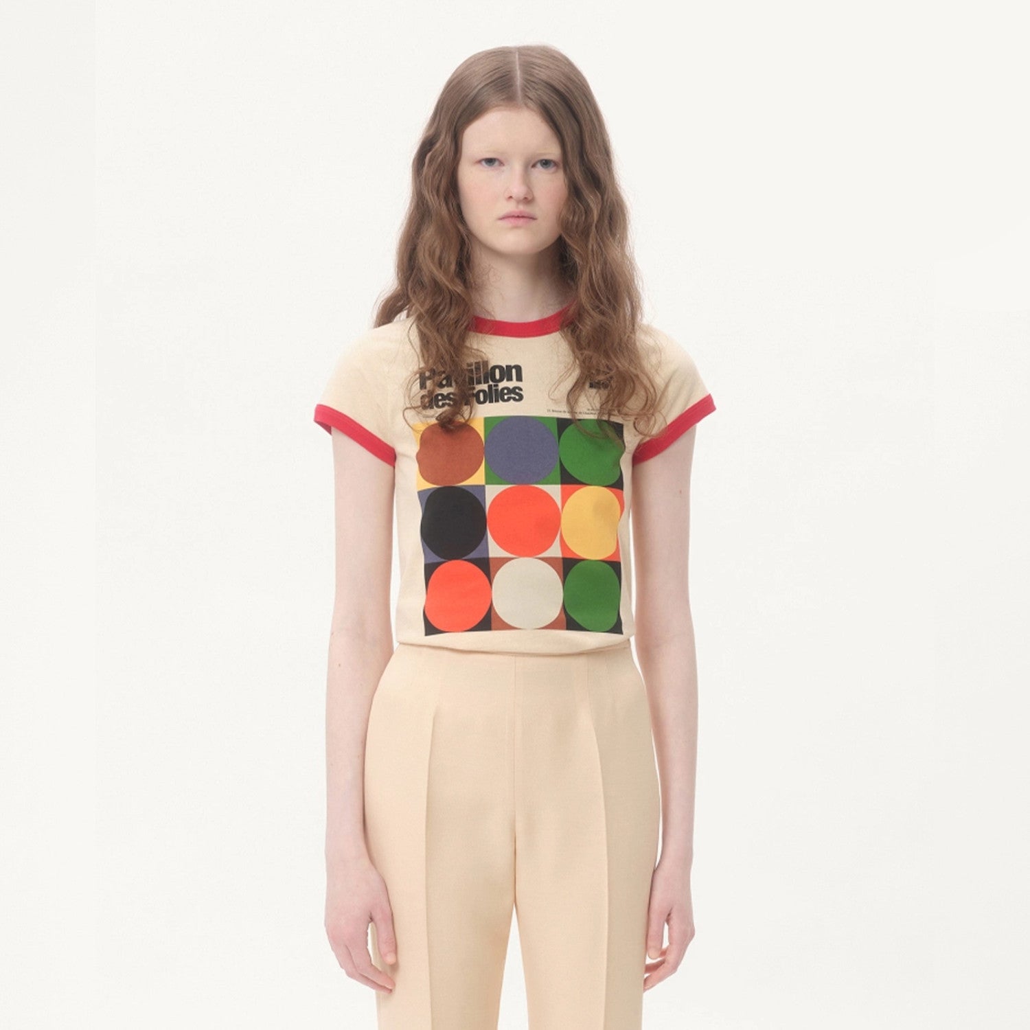 Women's Men's Spring Summer Pavillon Des Folies Printed Cotton T Shirt Colour Blocking Geometric Trendy Fashion Round Neck T-shirt Top Ngvp #1295