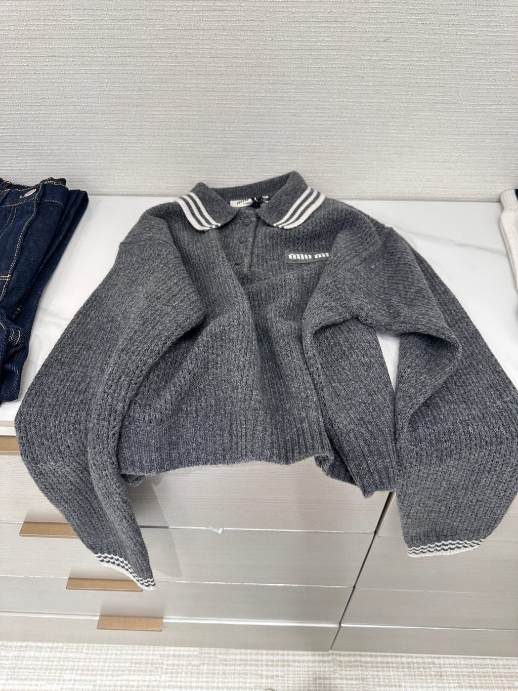 Women's Spring and Autumn Solid Color Mesh Knit Loose Polo Neck Long Sleeve Sweater #75112