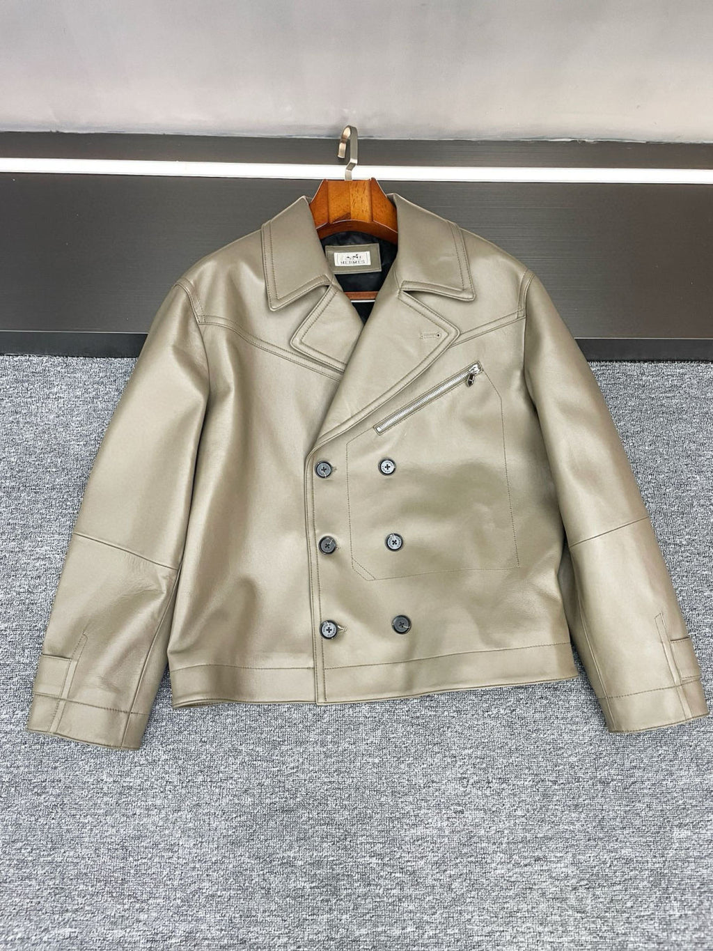 Men's 2025FW New Zealand Sheepskin Leather Jacket Double-breasted Bomber Jacket #194116