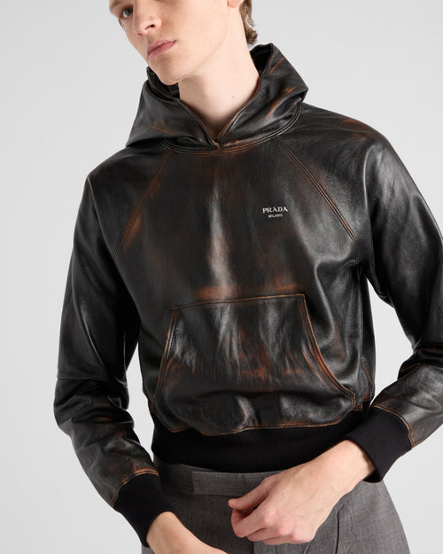 2025 Autumn/Winter Runway Collection Nappa Leather Hoodie - Italian Lambskin with Premium Craftsmanship #83115A