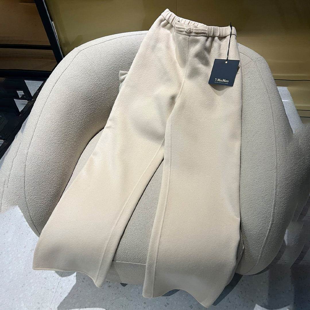 MaxMara Women's Autumn And Winter Solid Color Vintage Cashmere Sleeveless Vest Jacket Casual Elastic Waist Straight Pants Suit Set Ngvp #9381