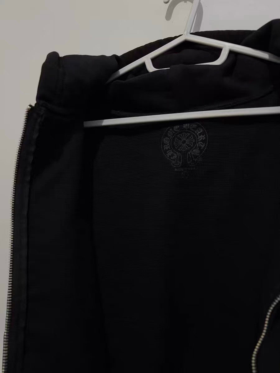 25SS Sanskrit Swear Word Horseshoe Vine Print Hooded Zip-Up Jacket Unisex Fall/Winter Fashion High-Street Vintage Black Sweatshirt #82356A