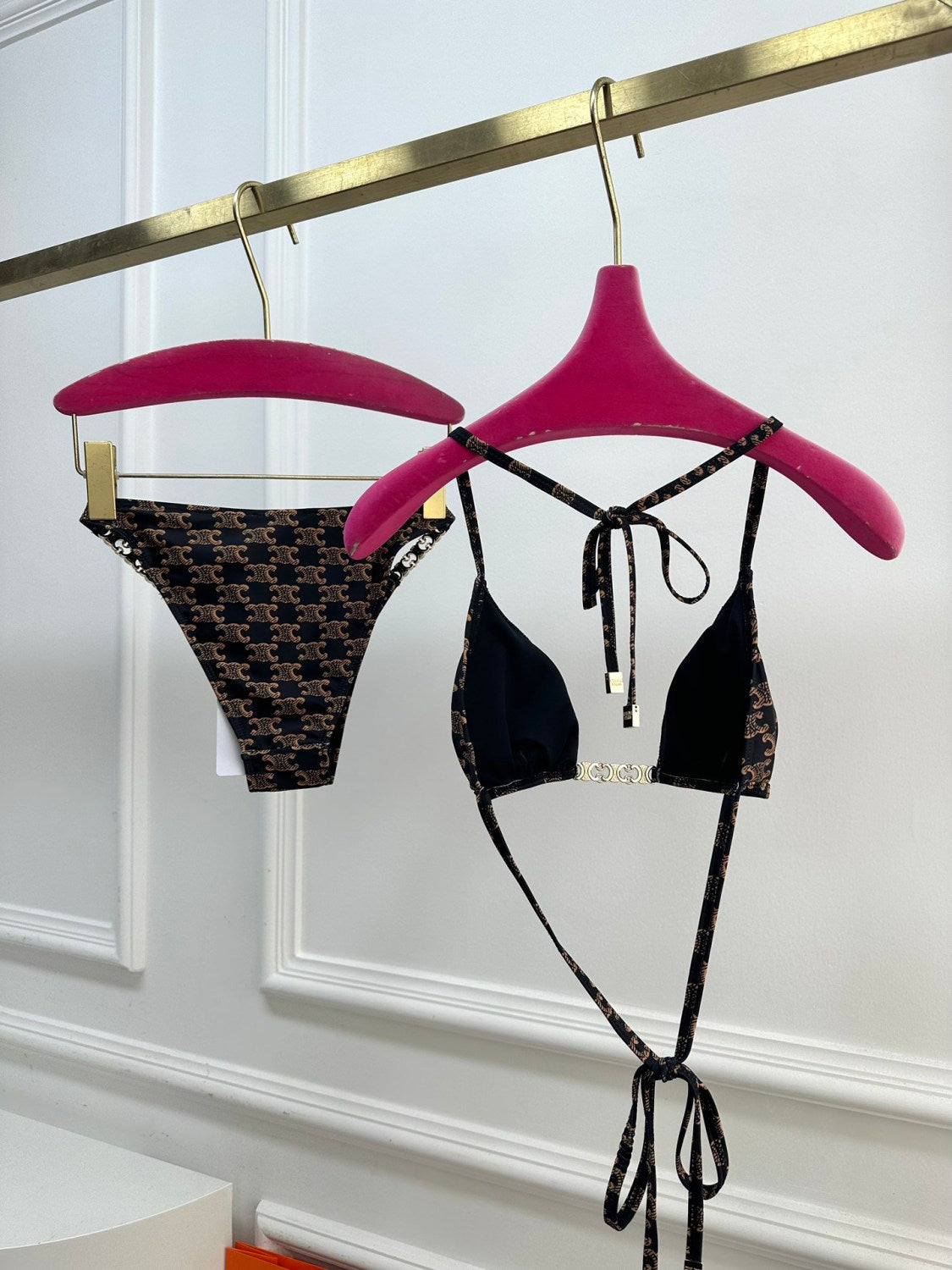 Women's Summer Plain Knit Triangle Bra Bikini Swimsuit Set Suit #72285