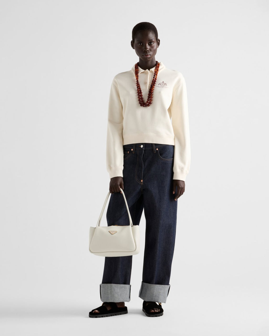 Cotton Fleece Polo Shirt Women's Fall And Winter White Lapel Long Sleeve Sweatshirt Pullover Logo T-shirt #81542