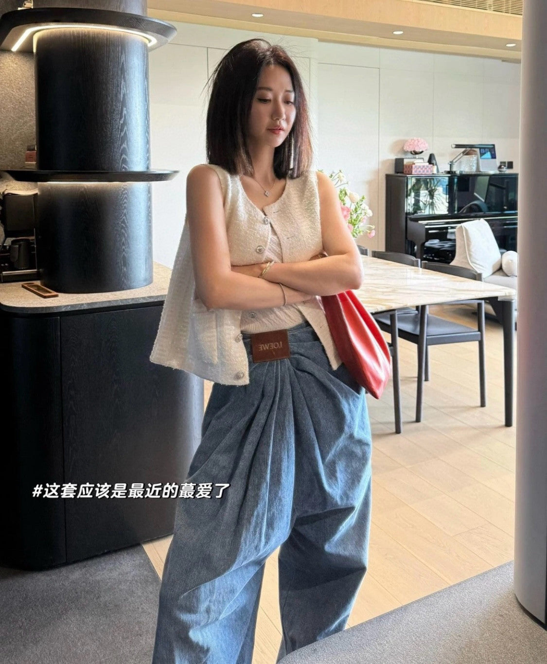 Women's Spring And Autumn Beaded Solid Color Single-Breasted Fitted Sleeveless Sequin Vest Jacket Ngvp #1668