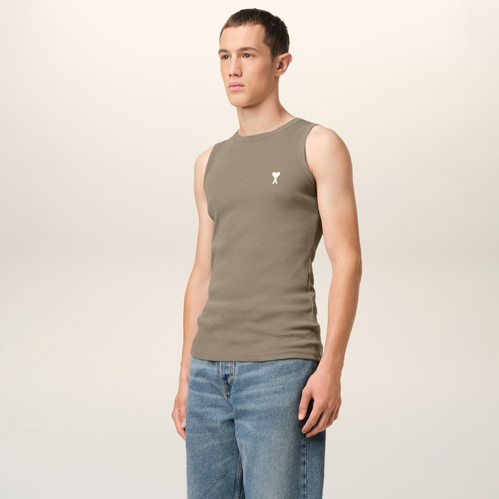 Ami Spring And Summer New Men's Solid Colour Adc Knitted Vest Love Heart Slim Sleeveless Round Neck Top Sleeveless T-Shirt #81153