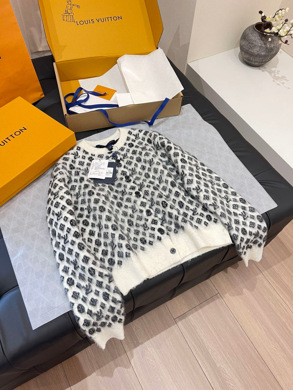 Women's Spring and Autumn Floral Button Hollow Ribbed Round Neck Single Breasted Long Sleeve Knit Sweater Jacket #73668