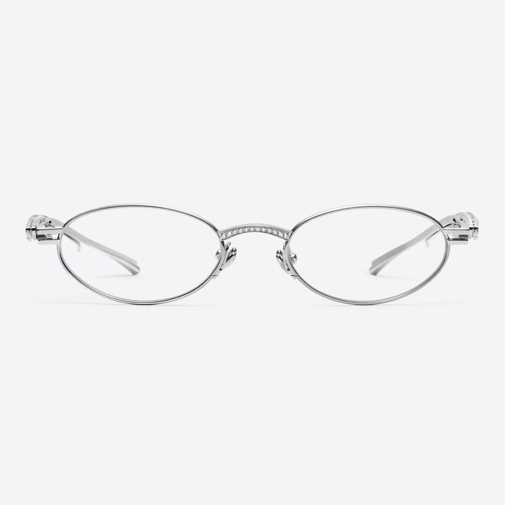 Gentle Monster Jennie - Barrette 02 Women's Fashion Jentle Salon Collection Sunglasses Oval Silver Diamond Metal Frame Trendy Eyewear Glasses  Accessories Ngvp #9242