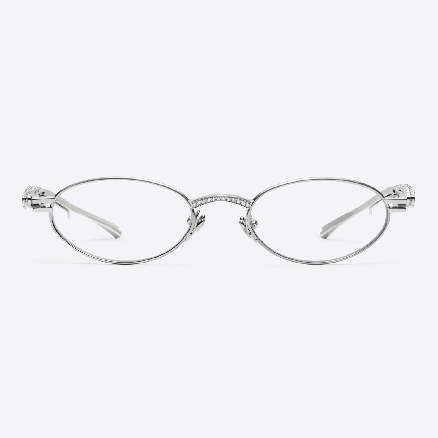 Gentle Monster Jennie - Barrette 02 Women's Fashion Jentle Salon Collection Sunglasses Oval Silver Diamond Metal Frame Trendy Eyewear Glasses  Accessories Ngvp #9242