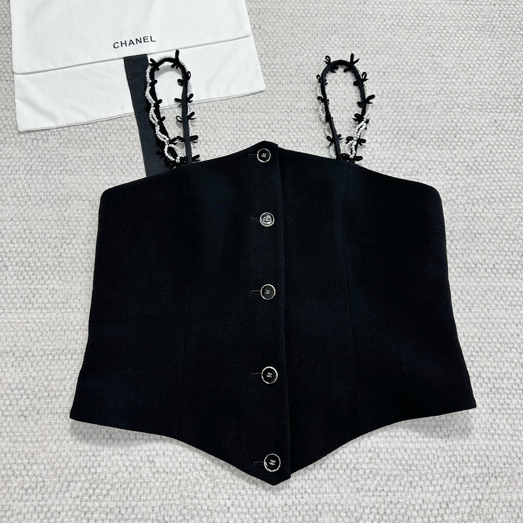 Women's Spring/Summer High-Street Single-Button Sleeveless Knit Embroidered Cropped Tank Top Vest Ngvp #2333