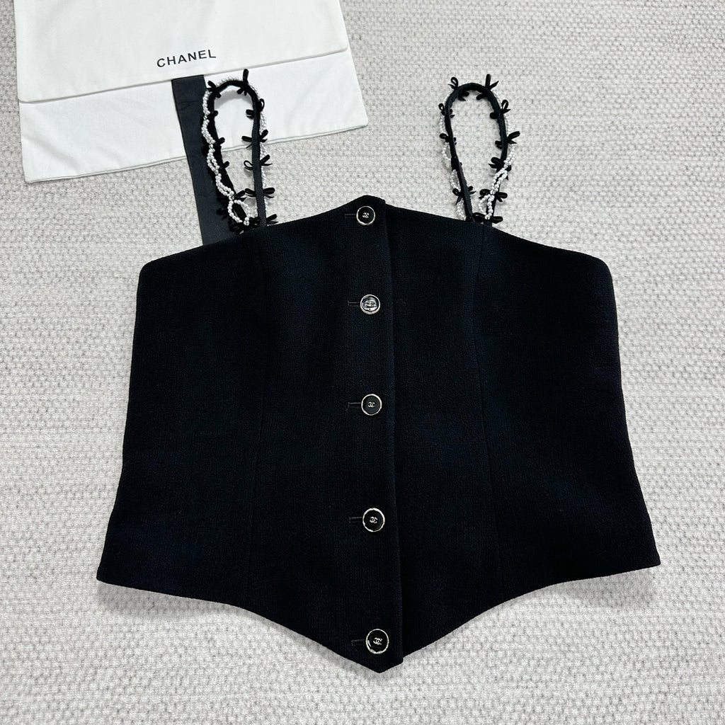 Women's Spring/Summer High-Street Single-Button Sleeveless Knit Embroidered Cropped Tank Top Vest Ngvp #2333