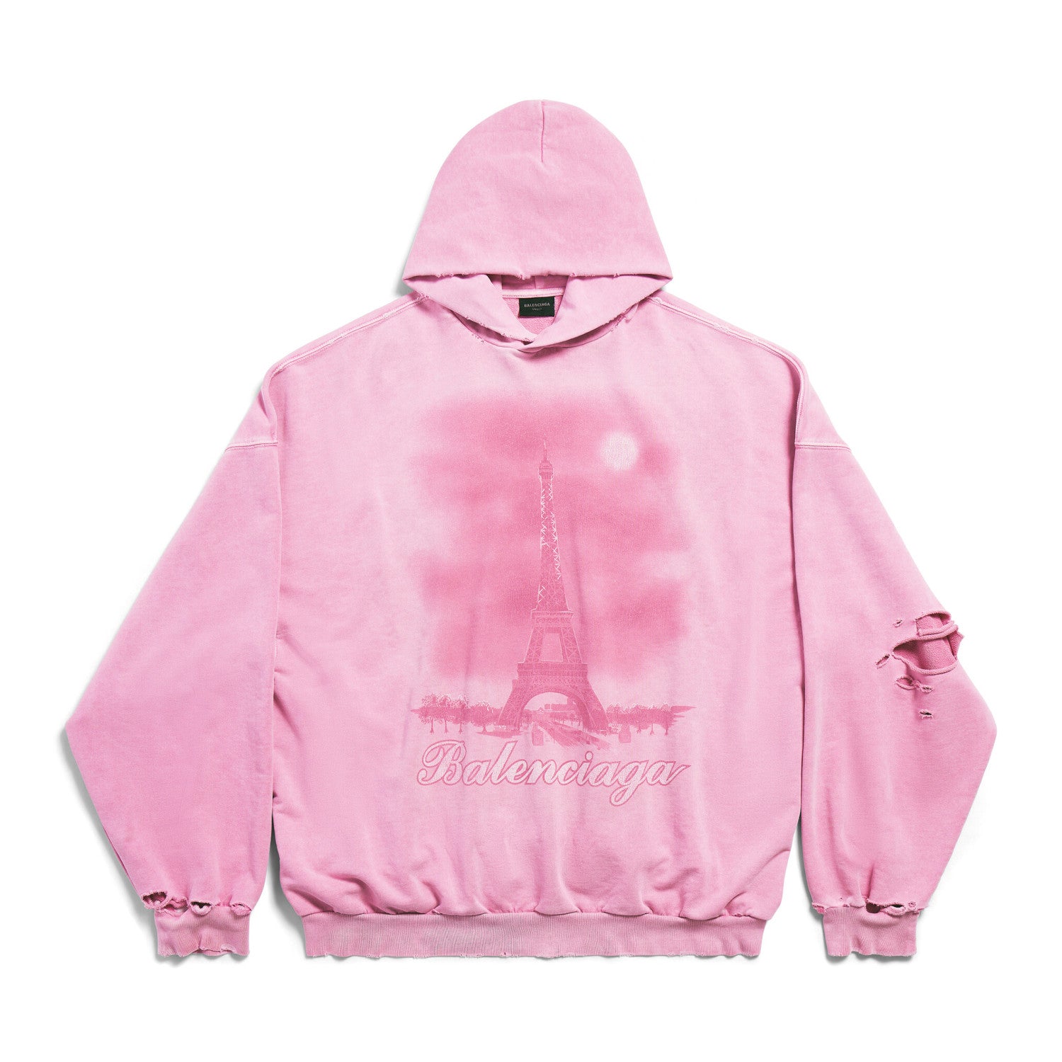 Paris Moon Hoodie Gradient Tattered Big Silhouette Hooded Sweatshirt Pullover #98462